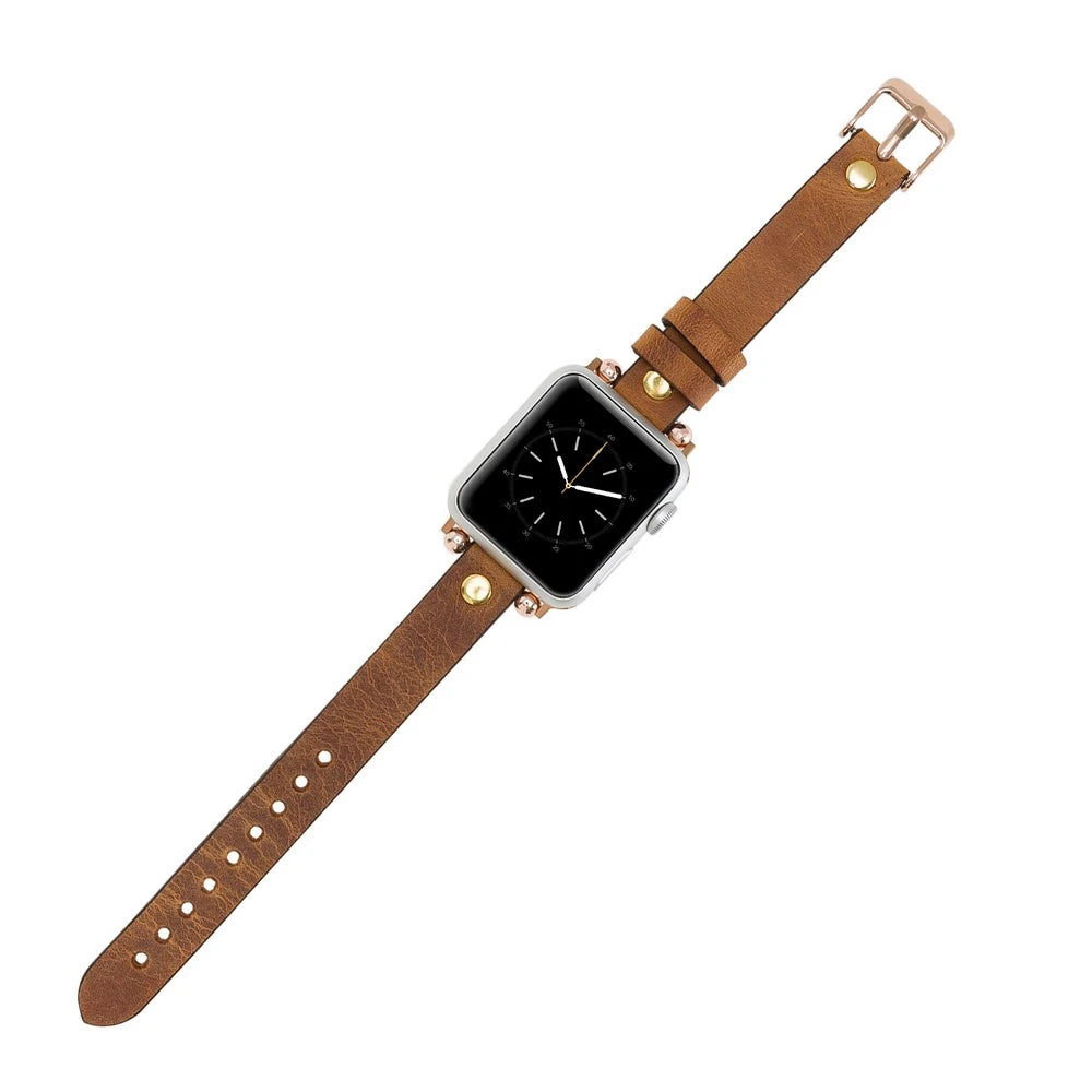 Apple Watch Uyumlu Deri Kordon 38-40-41mm GT G19 Taba