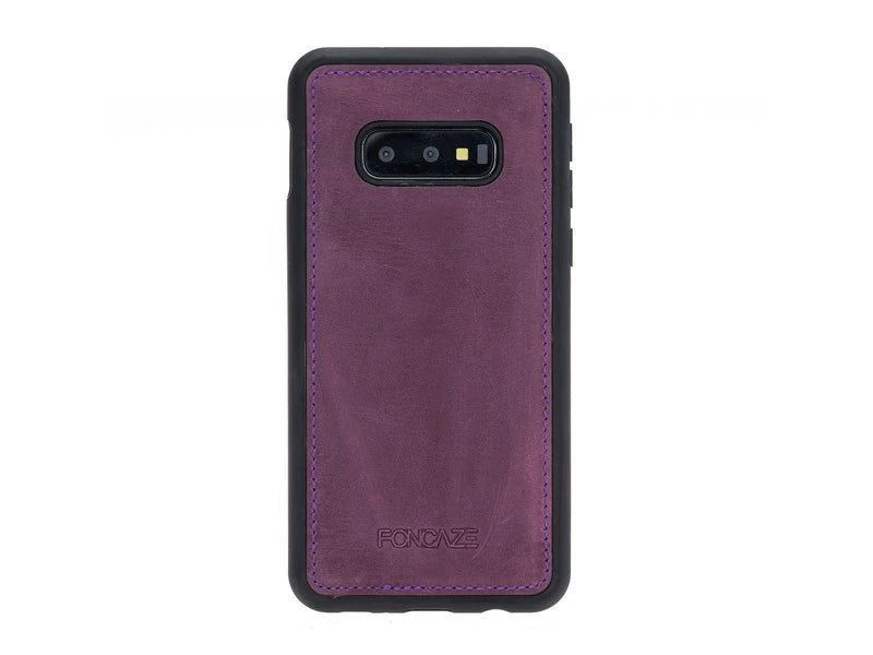 Samsung Galaxy S10E Uyumlu Deri Cüzdanlı Kılıf Foncaze G7 Mor