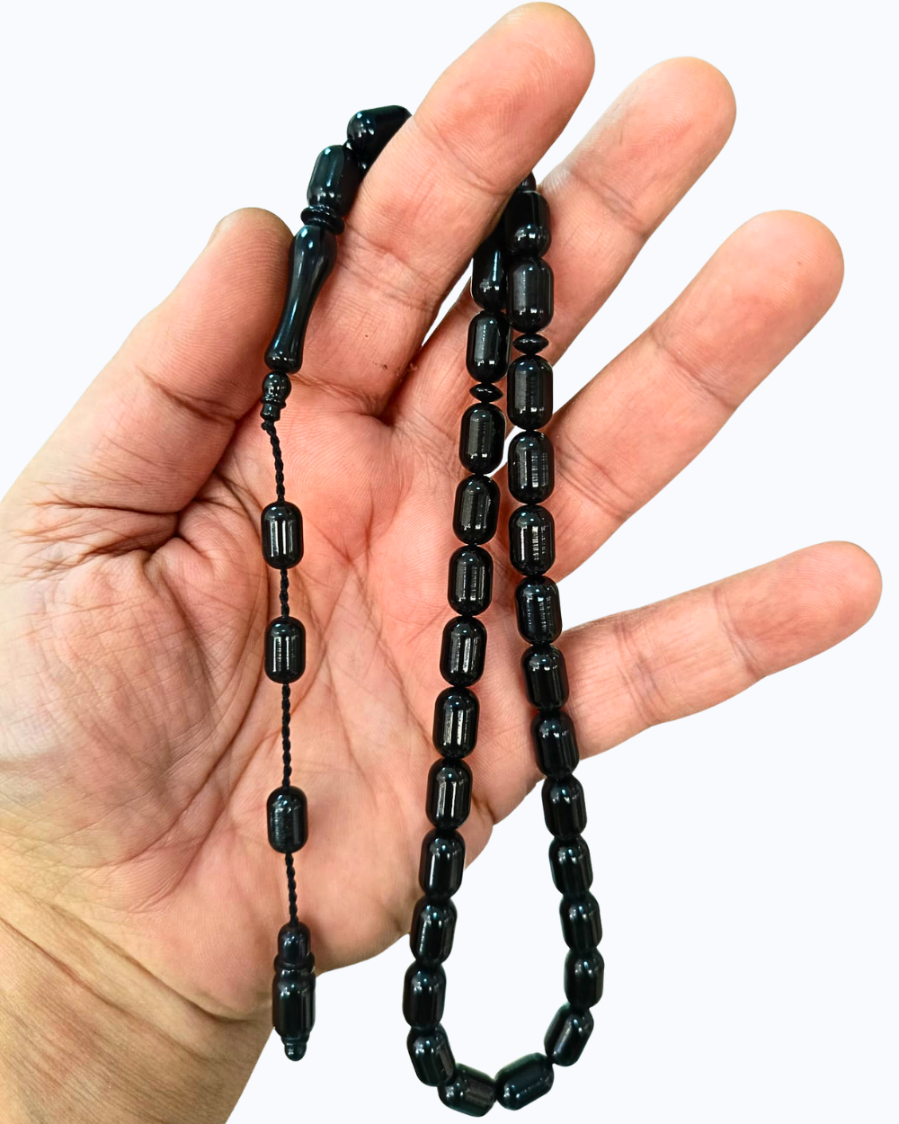 Kapsül Kesim Erzurum Oltu Taşı Tesbih Sistemli Kumpaslı 7,5 x 12 mm